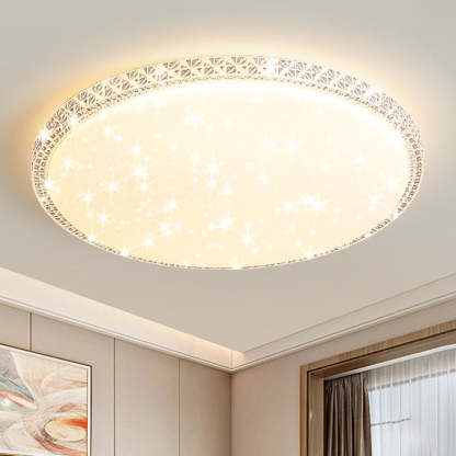 Modern Luxury Mounted Star Crystal Round Square Acrylic Iron LED Flush Mount Ceiling Light For Bedroom