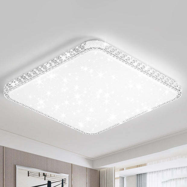 Modern Luxury Mounted Star Crystal Round Square Acrylic Iron LED Flush Mount Ceiling Light For Bedroom