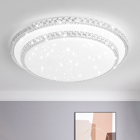 Modern Luxury Mounted Star Crystal Round Square Acrylic Iron LED Flush Mount Ceiling Light For Bedroom