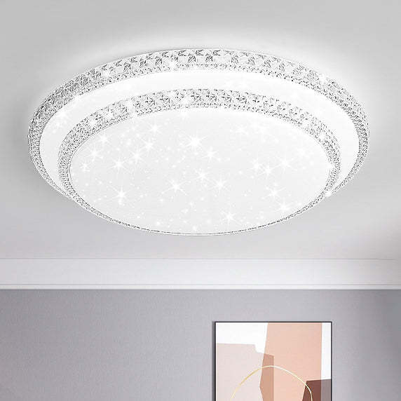 Modern Luxury Mounted Star Crystal Round Square Acrylic Iron LED Flush Mount Ceiling Light For Bedroom
