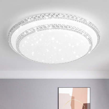 Modern Luxury Mounted Star Crystal Round Square Acrylic Iron LED Flush Mount Ceiling Light For Bedroom