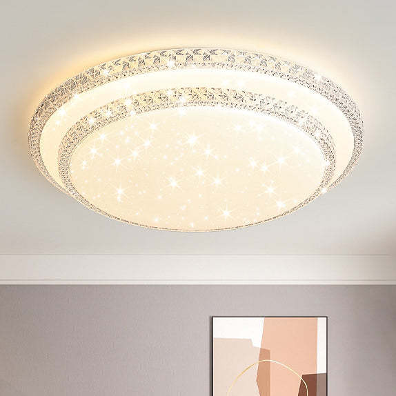 Modern Luxury Mounted Star Crystal Round Square Acrylic Iron LED Flush Mount Ceiling Light For Bedroom
