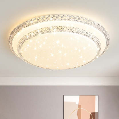 Modern Luxury Mounted Star Crystal Round Square Acrylic Iron LED Flush Mount Ceiling Light For Bedroom