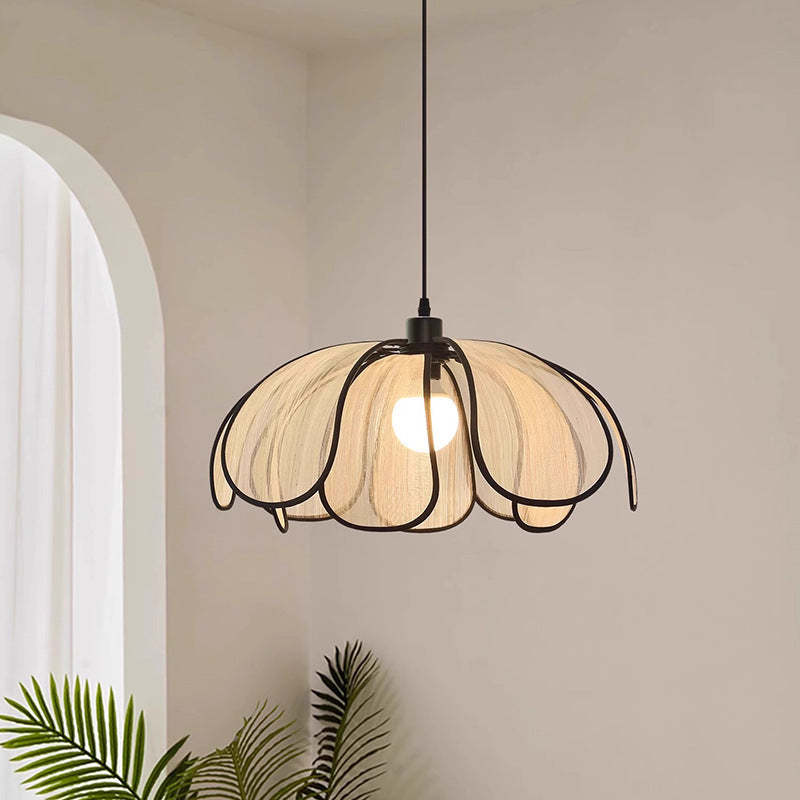 French Petal Botanical Fiber Iron Pendant Light