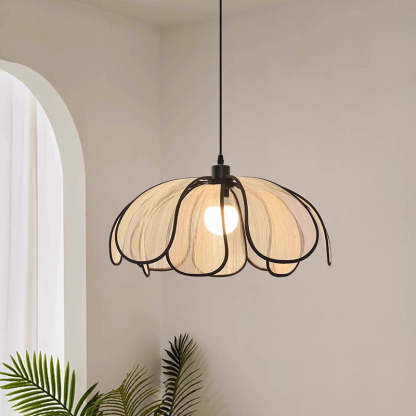 French Petal Botanical Fiber Iron Pendant Light