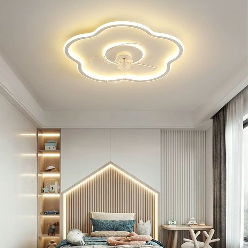 Minimalist Flower Iron Acrylic LED Flush Mount Fan Light