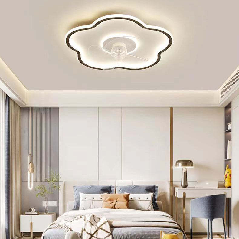 Minimalist Flower Iron Acrylic LED Flush Mount Fan Light