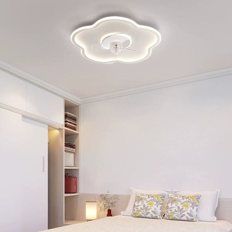 Minimalist Flower Iron Acrylic LED Flush Mount Fan Light