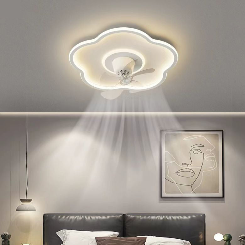 Minimalist Flower Iron Acrylic LED Flush Mount Fan Light