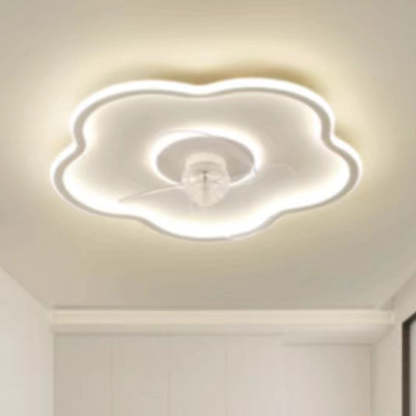 Minimalist Flower Iron Acrylic LED Flush Mount Fan Light