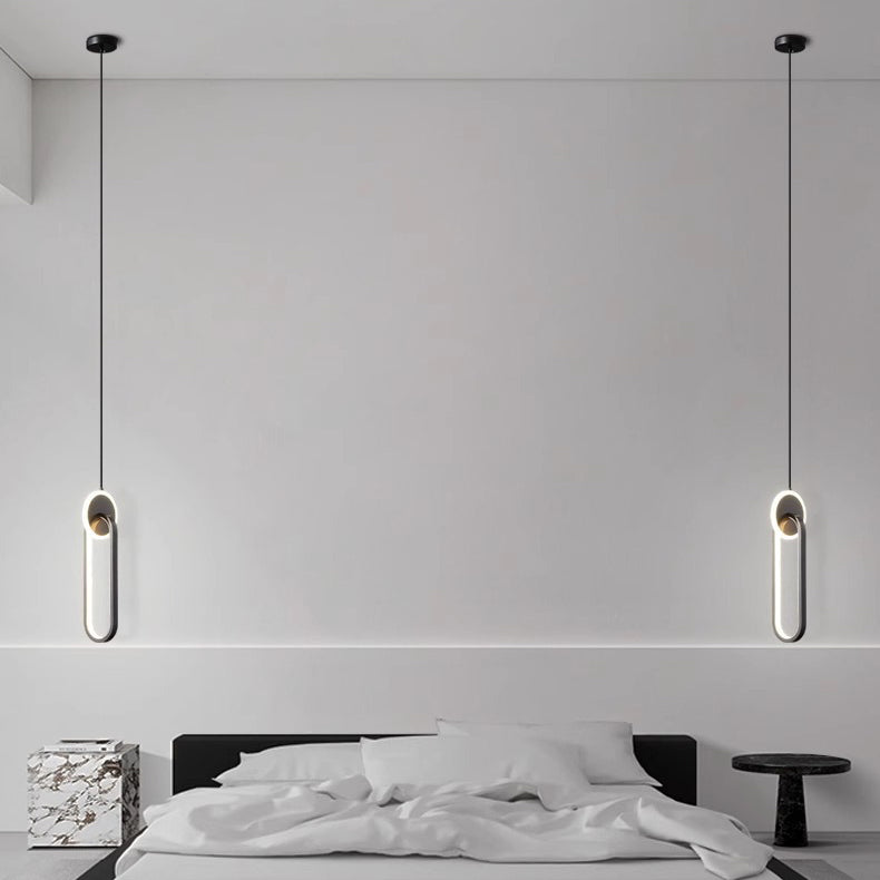 Modern Luxury Oval Iron Silicone Acrylic LED Pendant Light
