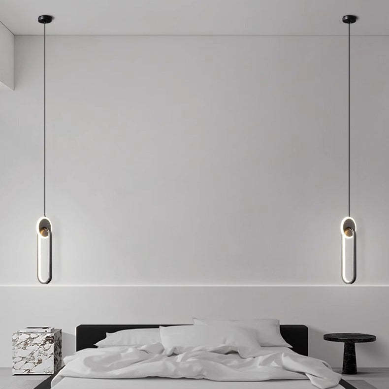 Modern Luxury Oval Iron Silicone Acrylic LED Pendant Light