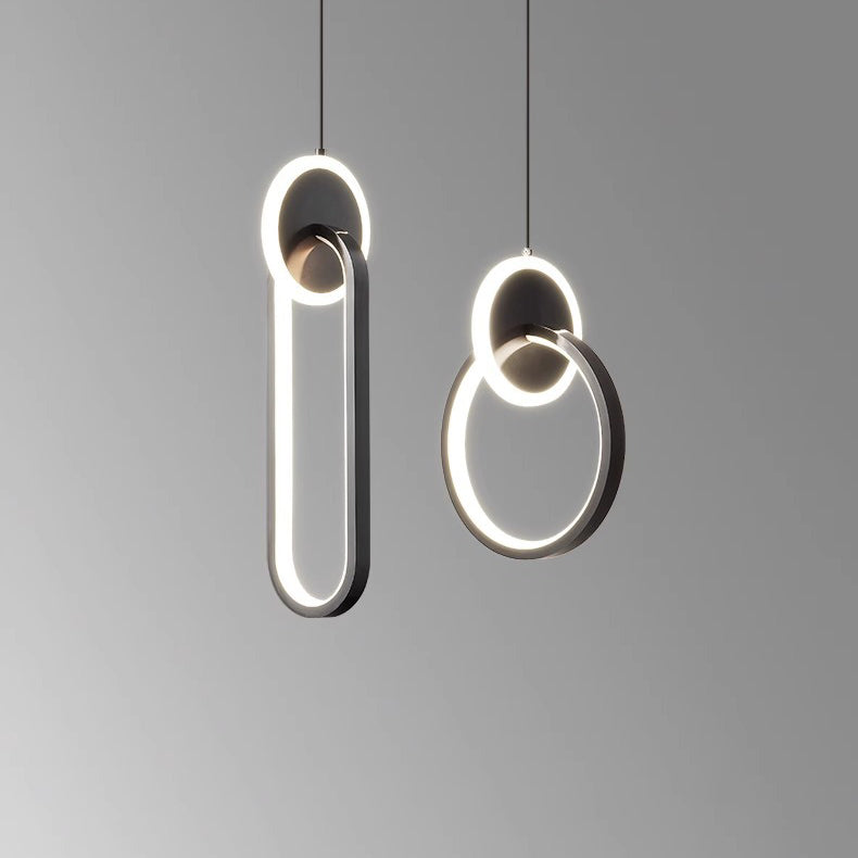 Modern Luxury Oval Iron Silicone Acrylic LED Pendant Light