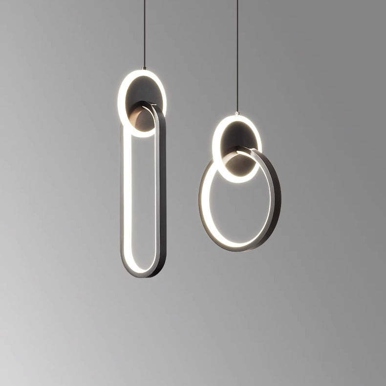 Modern Luxury Oval Iron Silicone Acrylic LED Pendant Light