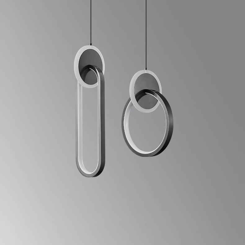 Modern Luxury Oval Iron Silicone Acrylic LED Pendant Light