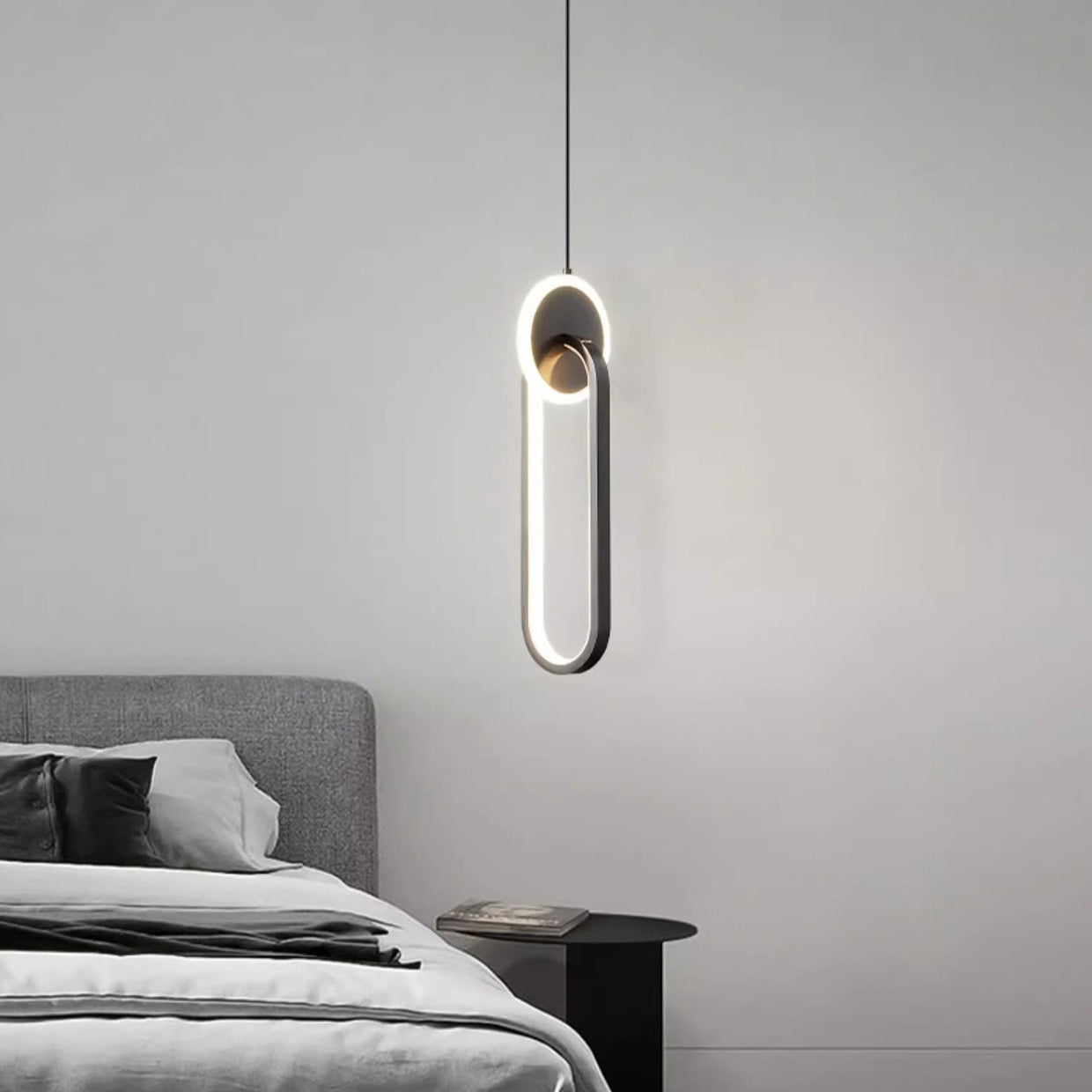 Modern Luxury Oval Iron Silicone Acrylic LED Pendant Light — Black - Round / Warm Light(3000K) / 220V-240V For UK/AU