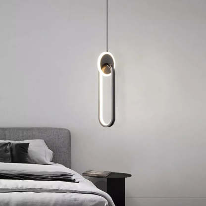 Modern Luxury Oval Iron Silicone Acrylic LED Pendant Light — Black - Round / Warm Light(3000K) / 220V-240V For UK/AU