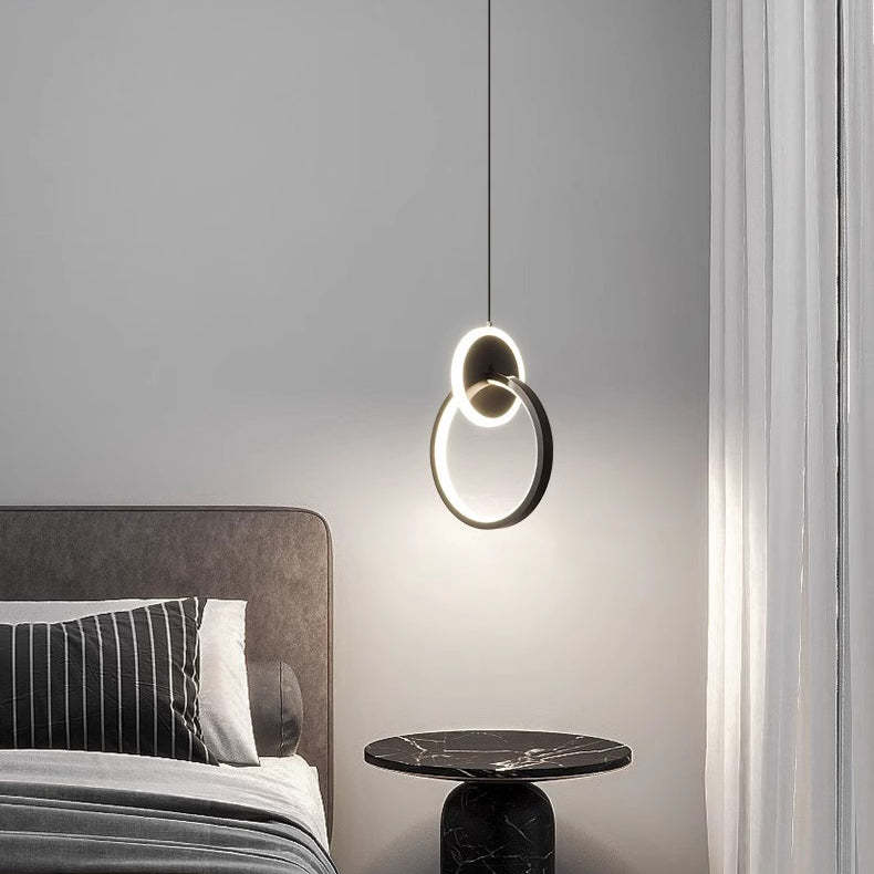 Modern Luxury Oval Iron Silicone Acrylic LED Pendant Light — Black - Round / Warm Light(3000K) / 110V-120V For US/CA