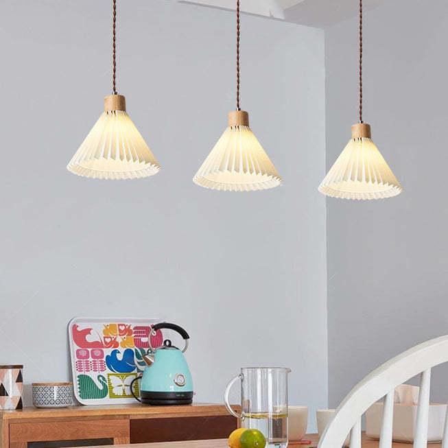 Nordic Pleated Skirt Fabric Iron Pendant Light