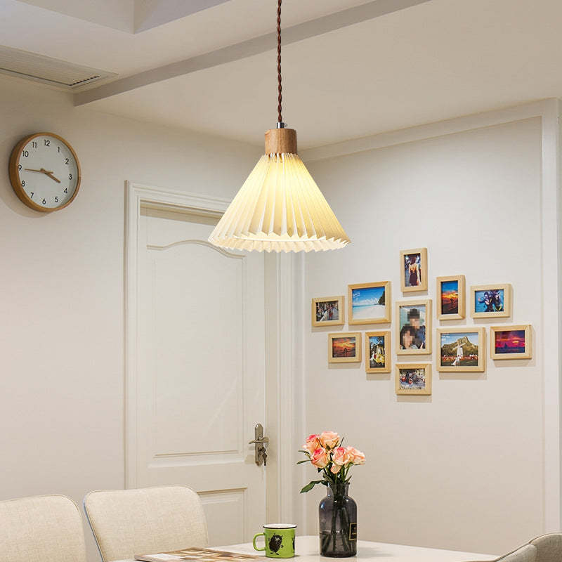 Nordic Pleated Skirt Fabric Iron Pendant Light