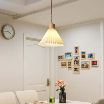 Nordic Pleated Skirt Fabric Iron Pendant Light