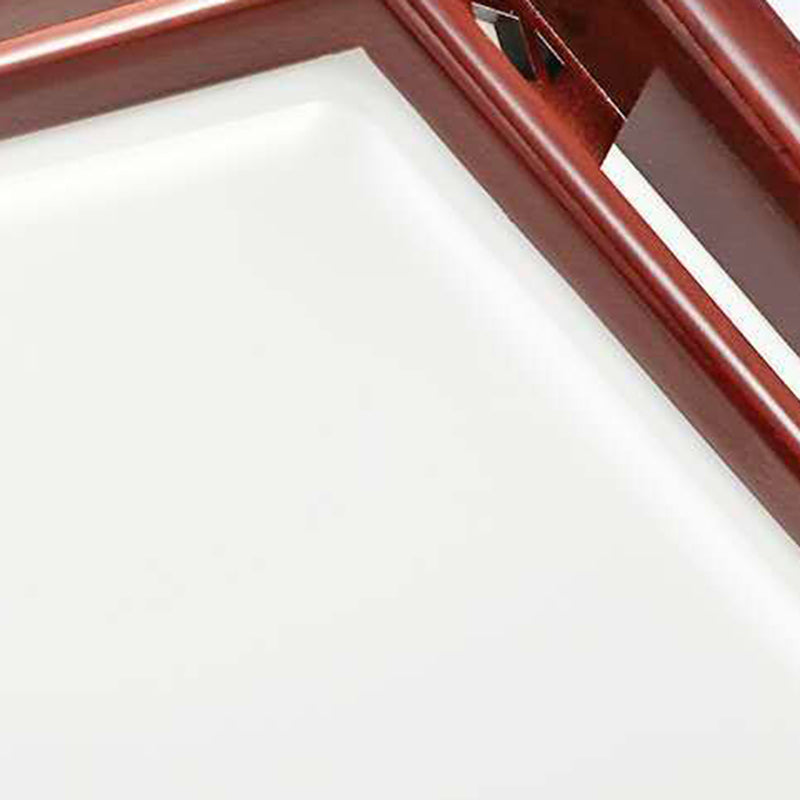 Chinese Square Solid Wood Acrylic LED Flush Mount Light