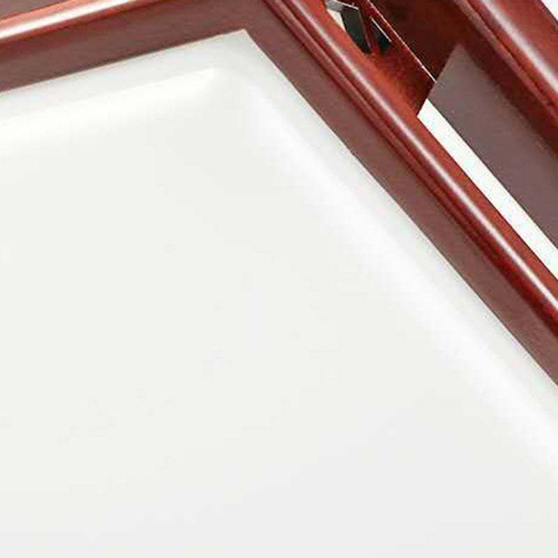 Chinese Square Solid Wood Acrylic LED Flush Mount Light