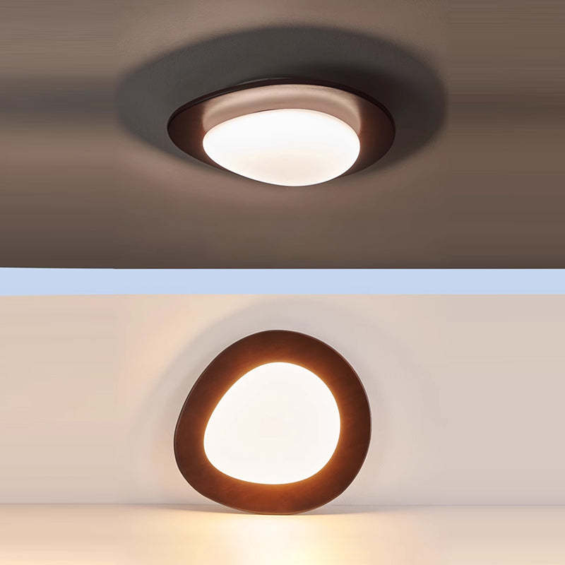 Retro Pebble Wood LED Flush Mount Light