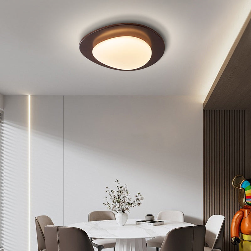Retro Pebble Wood LED Flush Mount Light