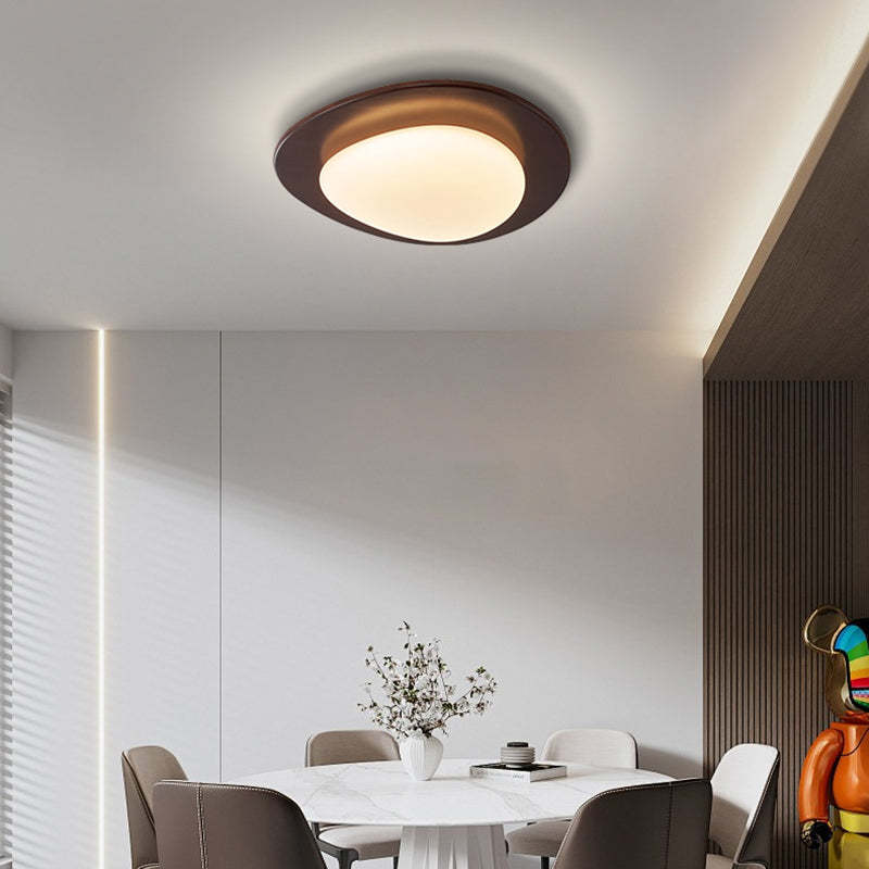 Retro Pebble Wood LED Flush Mount Light