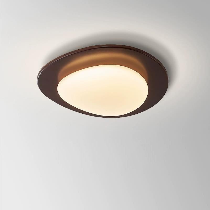 Retro Pebble Wood LED Flush Mount Light
