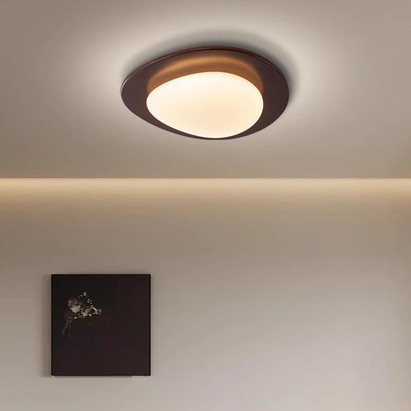 Retro Pebble Wood LED Flush Mount Light