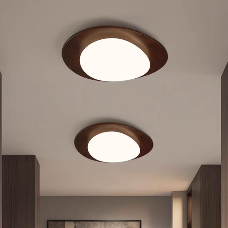 Retro Pebble Wood LED Flush Mount Light