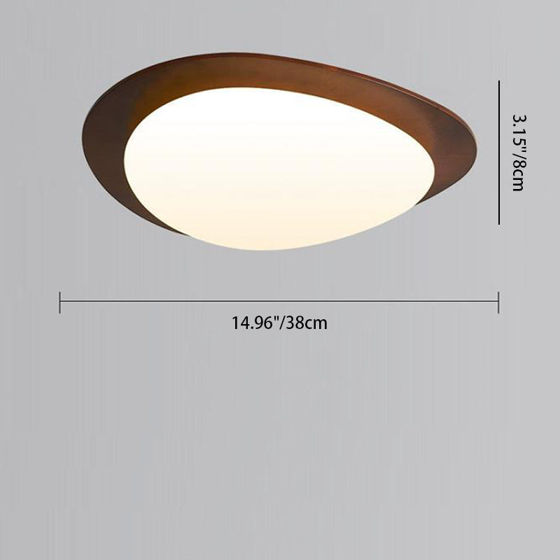Retro Pebble Wood LED Flush Mount Light