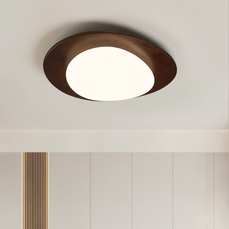 Retro Pebble Wood LED Flush Mount Light