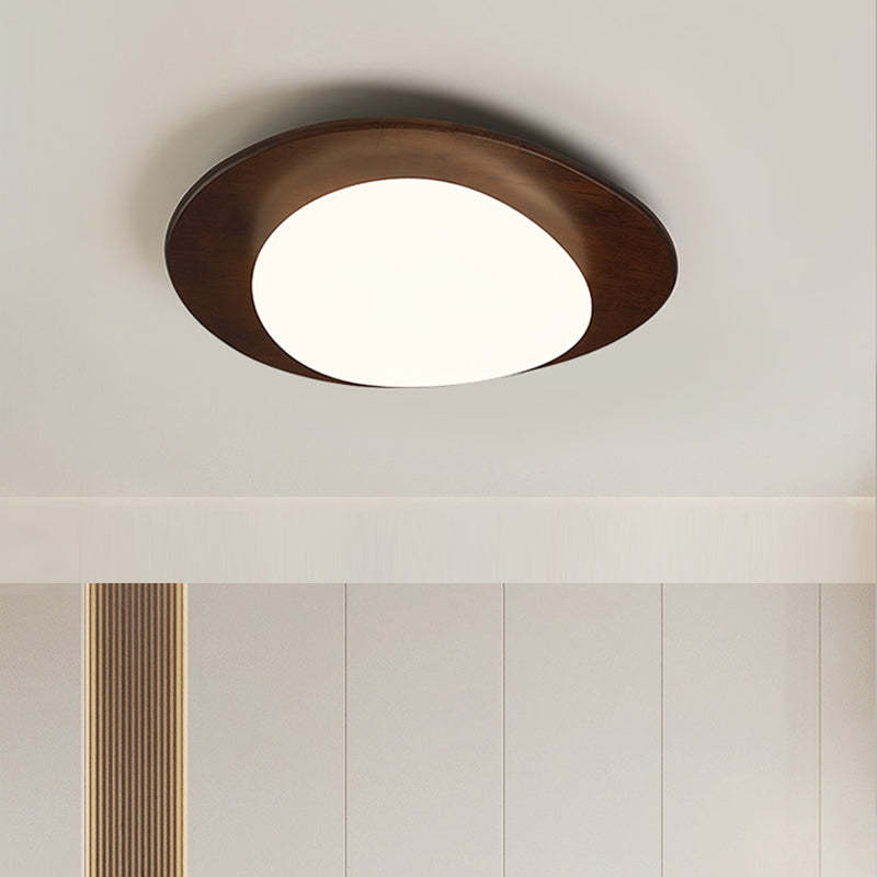 Retro Pebble Wood LED Flush Mount Light