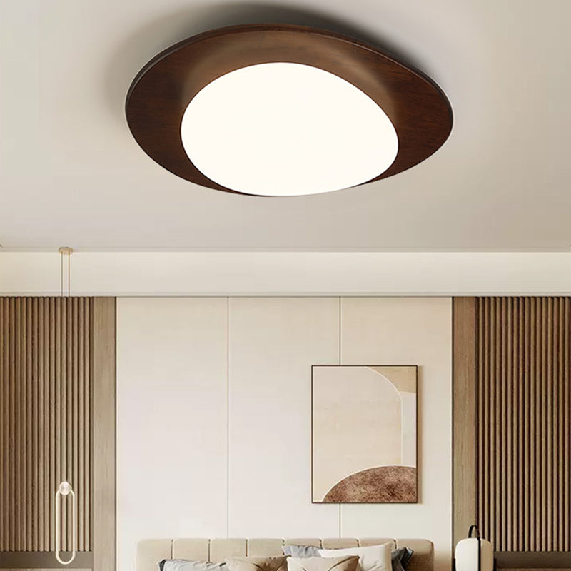 Pebble retro flush mount lighting in wood — 11.81" W x 3.15" H / 220V-240V (UK/AU)