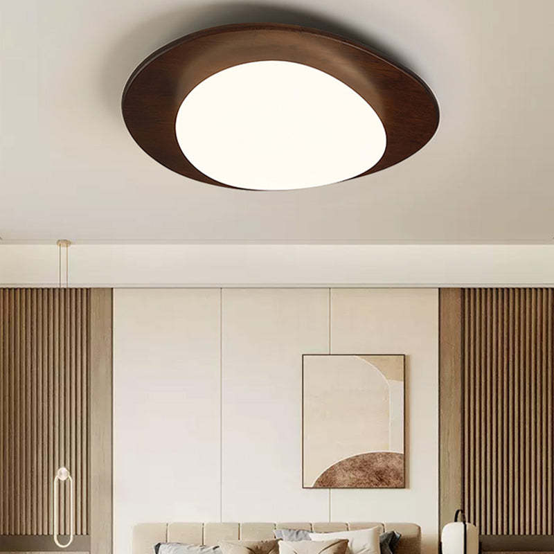 Retro Pebble Wood LED Flush Mount Light