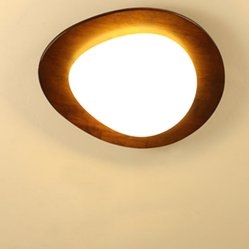 Retro Pebble Wood LED Flush Mount Light