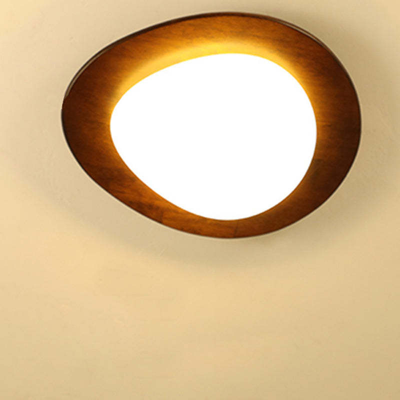 Retro Pebble Wood LED Flush Mount Light