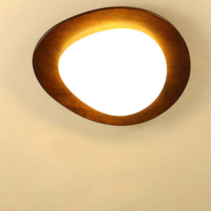 Retro Pebble Wood LED Flush Mount Light