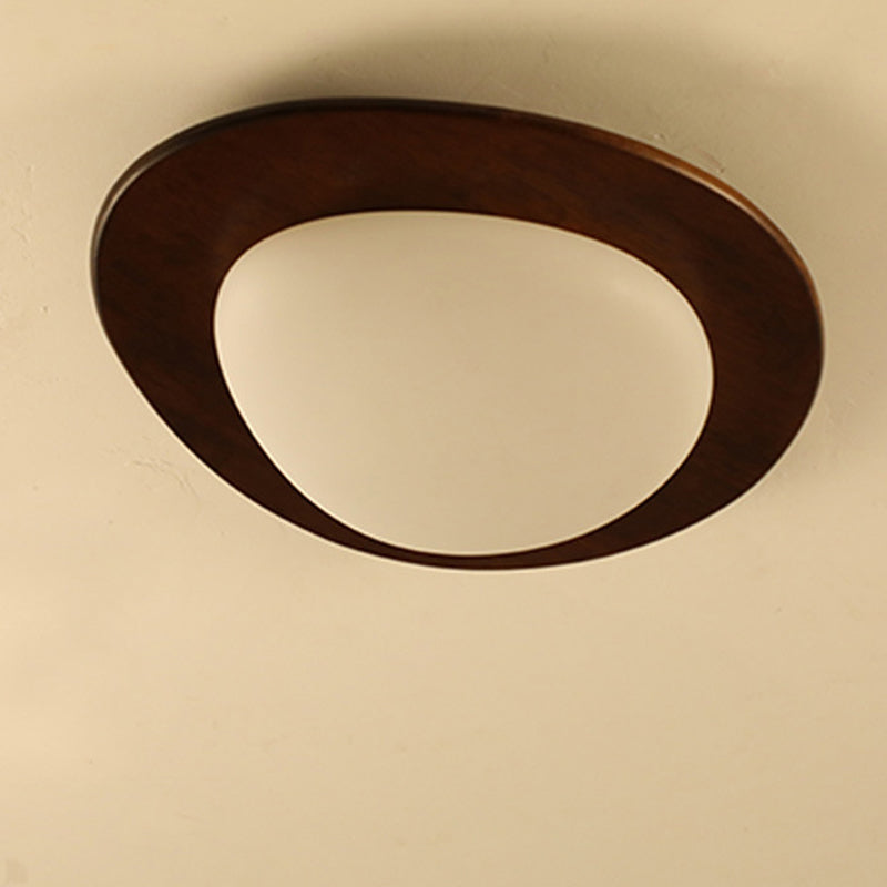 Retro Pebble Wood LED Flush Mount Light
