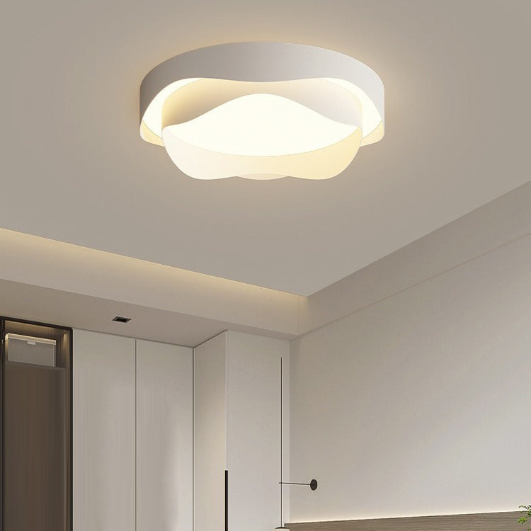 Modern Cream Flower Iron Acrylic LED Flush Mount Light