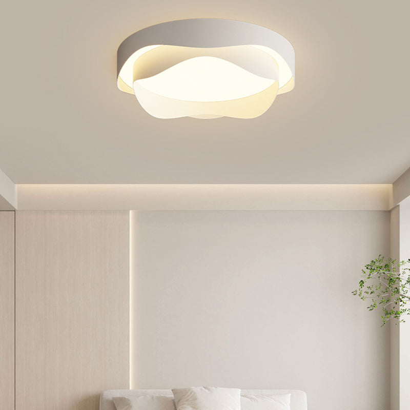 Modern Cream Flower Iron Acrylic LED Flush Mount Light