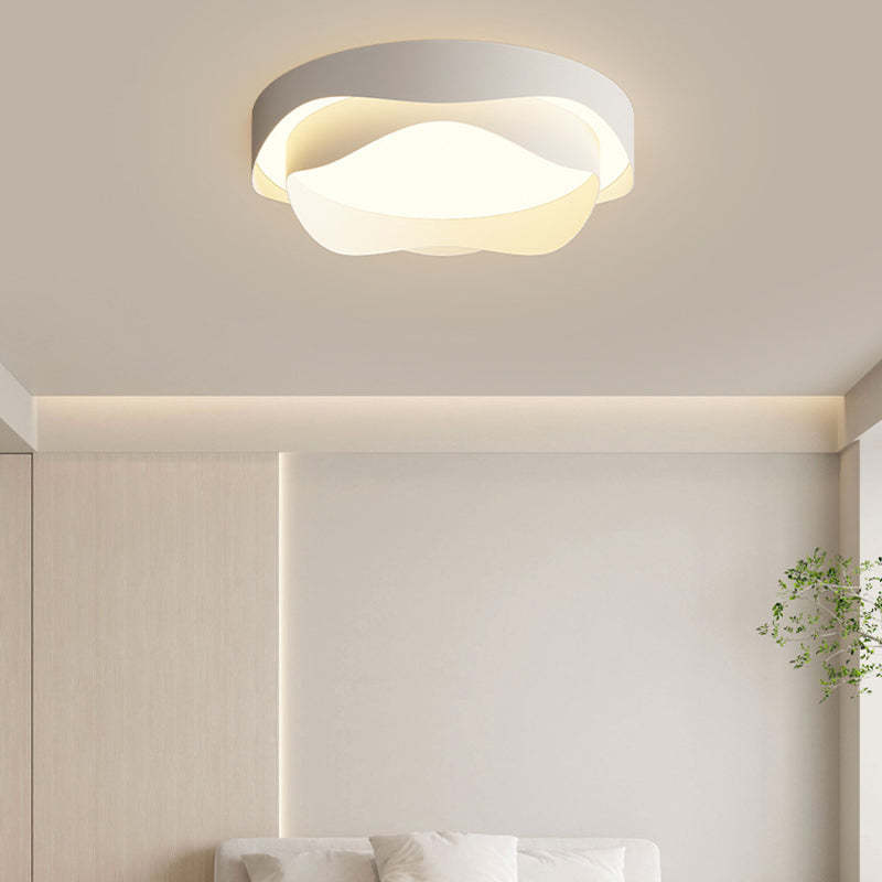 Modern Cream Flower Iron Acrylic LED Flush Mount Light