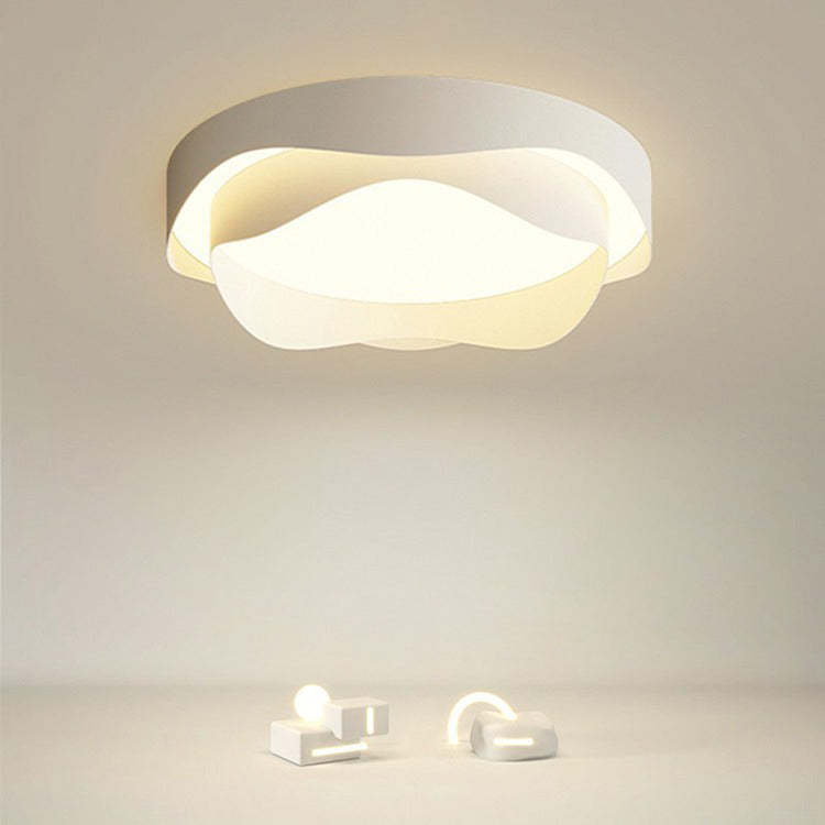 Modern Cream Flower Iron Acrylic LED Flush Mount Light