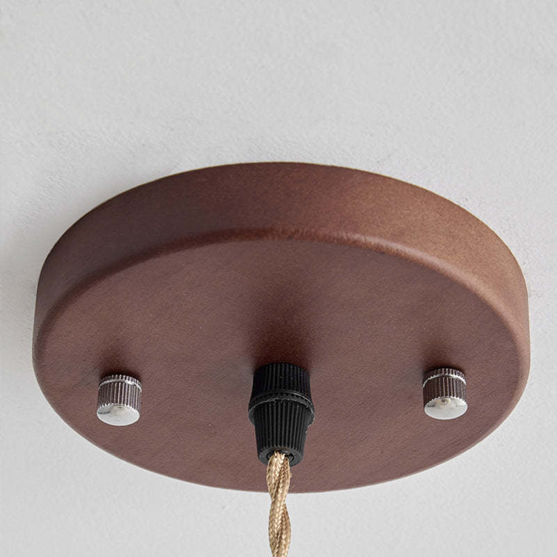 French Flying Saucer Hemp Rope Wood 3-Light Flush Light
