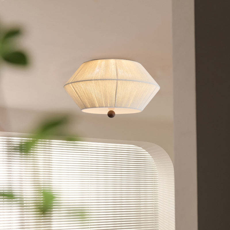 French Flying Saucer Hemp Rope Wood 3-Light Flush Light
