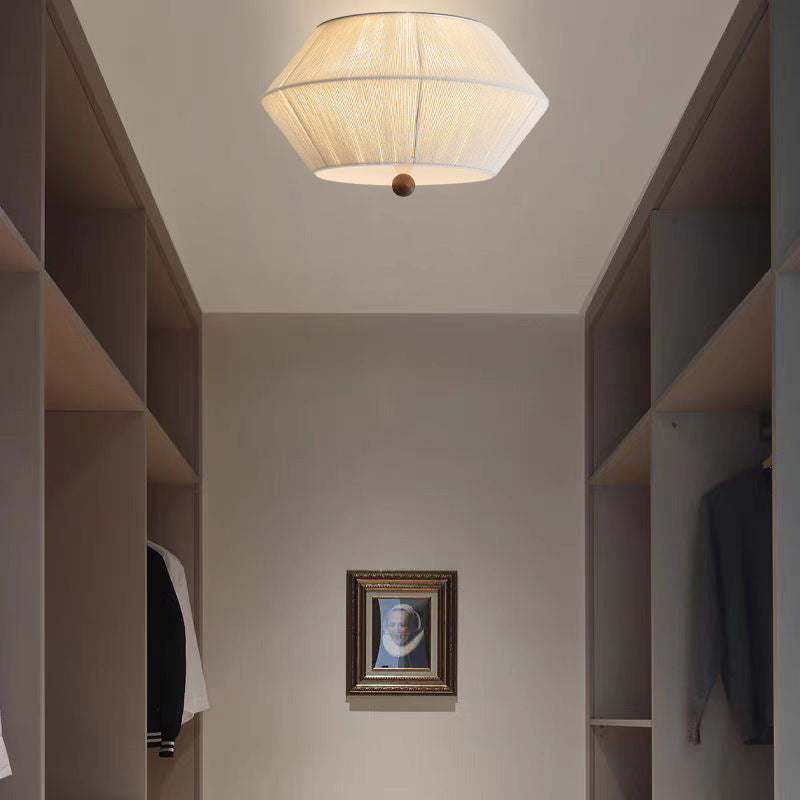 3-light rope wood flush mount lighting for hallway — 220V-240V (UK/AU)