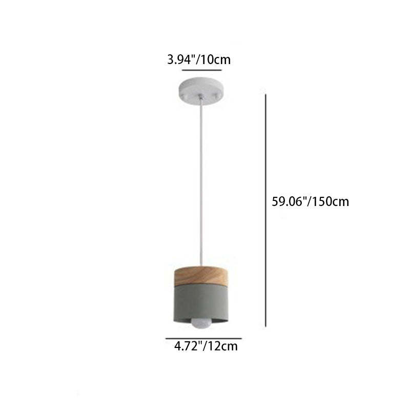 Minimalist Wood Iron Cylinder Pendant Light — White / 220V-240V For UK/AU